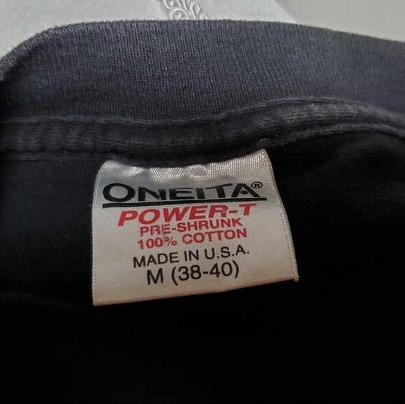 Vintage 1990s Oneita Washed Black Las Vegas Nevada Gold Embroidered Graphic Tee - Picture 11 of 11